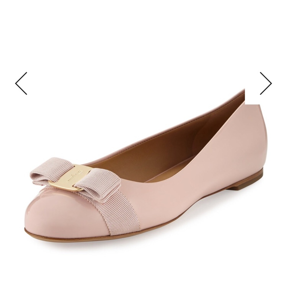 Ferragamo Varina Patent Bow Ballerina Flat